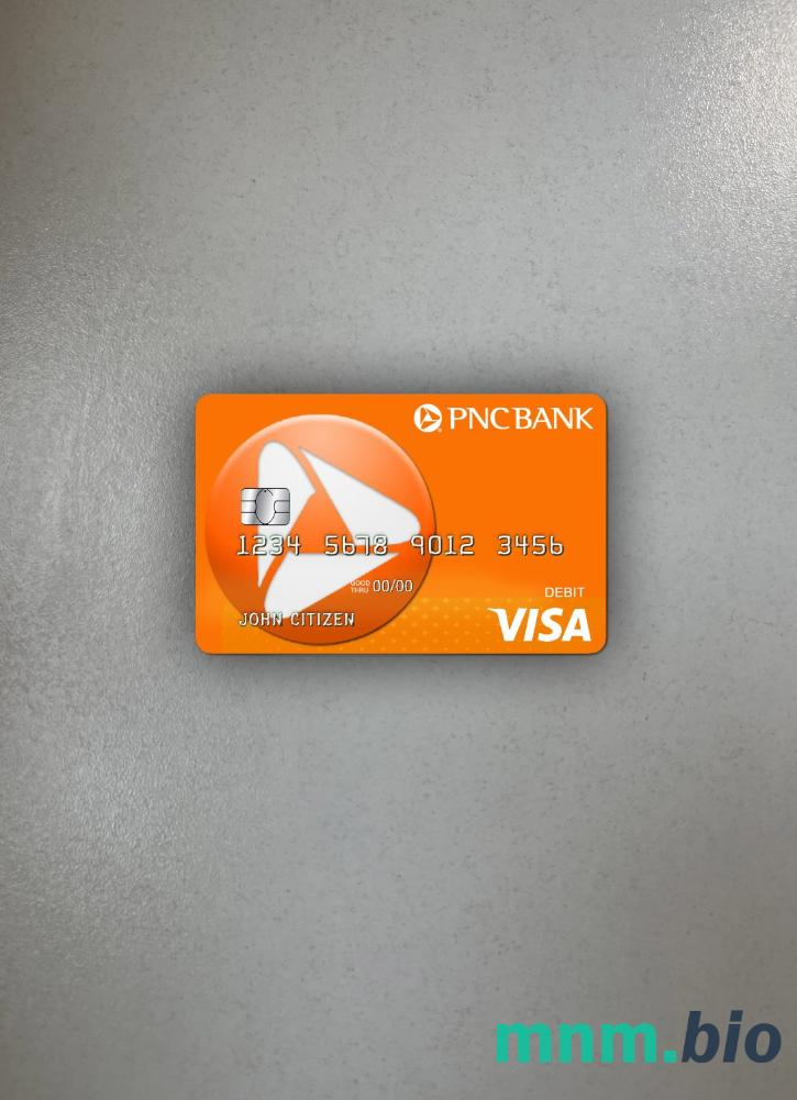 USA PNC bank Visa Debit card wygląd fotograficzny skan PSD + zdjęcie